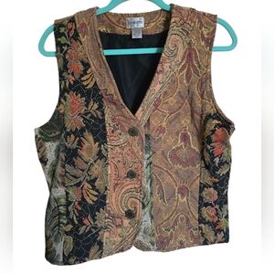 Vintage 90s Chico's Tapestry Patchwork Vest
